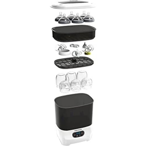 Baby Brezza Bottle Sterilizer and Dryer Advanced – HEPA Filter And Steam Sterilization – Dries 33 Percent Faster Then Original - Universal Fit up to 8 Baby Bottles And 2 Sets of Pump Parts (Any Brand)