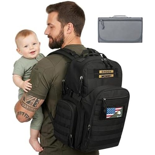 MIRACOL Military Diaper Bag for Dad: Tactical Design with Changing Pad & Daddy Patches - Pride Solution for Veteran Fathers in Baby Outings