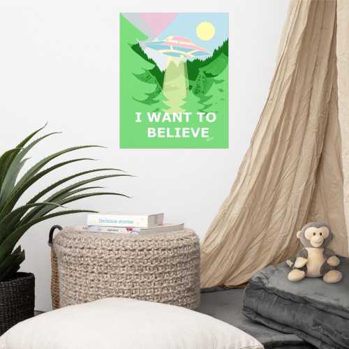 HUMAN MADE - Art Print - Believe by Anna Maria Garza, UFO, Pastels, I Want to Believe, X-files, Nursery Decor