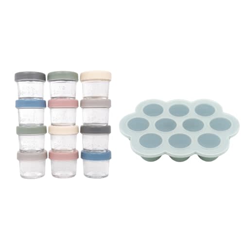 Glass Baby Food Storage Jars Containers with Plastic Lids & Silicone Freezer Tray - Baby Food & Breast Milk