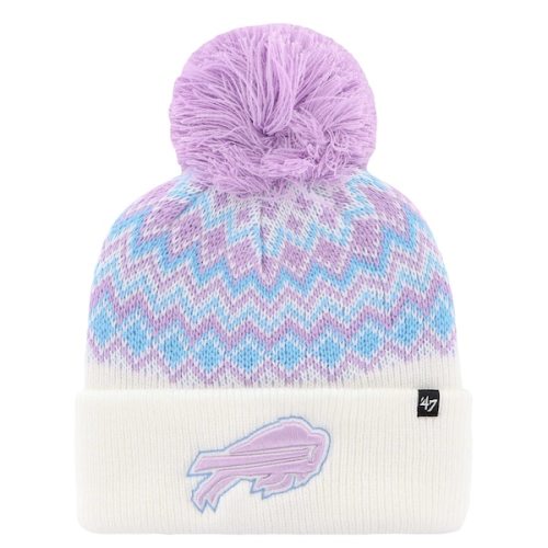 Buffalo Bills '47 Girls Youth Elsa Cuffed Knit Hat with Pom  - White