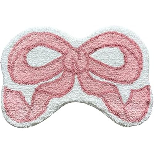 Bow Rug - Bow Shaped Bathroom mat - Handmade & Premium- 30in (75cm) - Pink bathmat - Designer Rugs - Aesthetic Room Decor - Cute Room Decor Coquette bathmat Rug