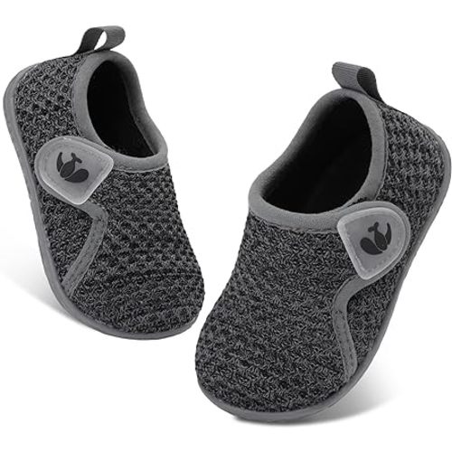 Amazon.com | FEETCITY Baby First Walking Shoes Boys Girls Canvas Shoes Anti-Slip Star Sneaker Crib Shoes Dark Grey | Sneakers