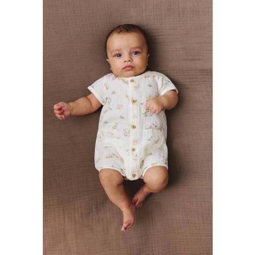 COTTON MUSLIN ROMPER SUIT - NB/3M