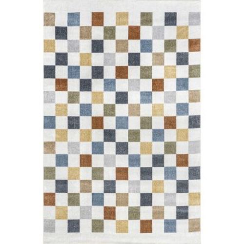 Nuloom Naya Checkered Machine Washable Area Rug 5 x 8 In Beige