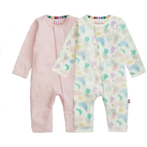 Magnetic Me Grow With Me Convertible Coveralls | 100% Organic Cotton Magnetic Baby Coverall Pajamas 2-Pack