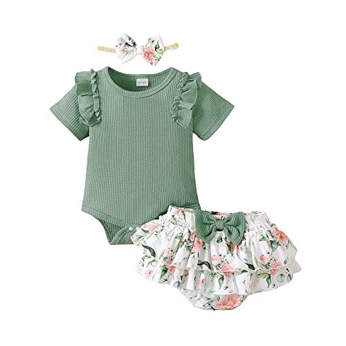 Mioglrie Newborn Infant Baby Girl Clothes Romper Shorts Set Floral Summer Outfits Cute Baby Clothes Girl