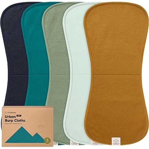 KeaBabies 5-Pack Organic Burp Cloths Baby Girl, Boy - Extra Large, Absorbent Baby Burp Cloths, Soft Burping Cloths for Babies, Newborn Burp Clothes, Cotton Burp Rags,Neutral Thick Burp Cloth (Eclipse)