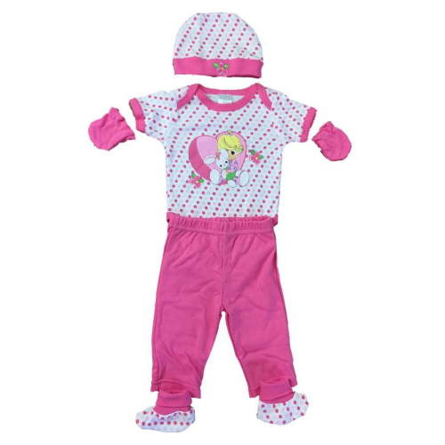 Infant Girls Precious Moments Baby Outfit Bodysuit Pants Hat Mittens Booties 0-3