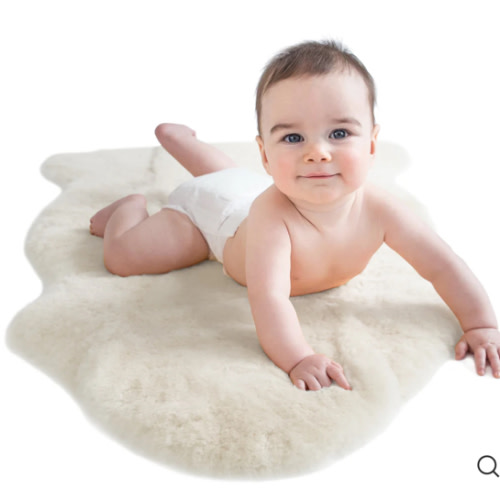 Sheepskin Rug for Babies, 100% Natural, Shorn Lambskin Wool, 2 x 3 Feet, Ivory
