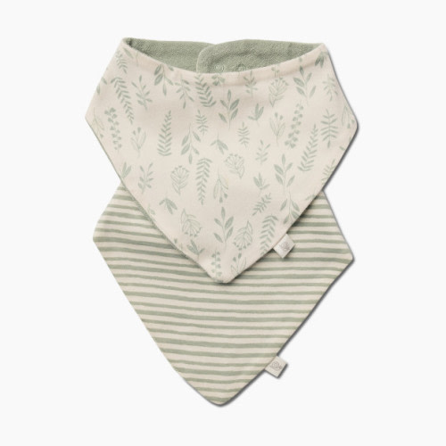 Tiny Kind Bandana Bibs (2-Pack) - Sage Multi Leaf, Os