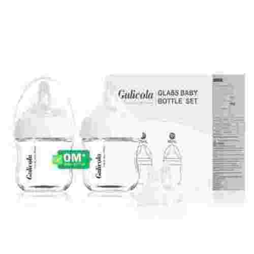 Natural Glass Baby Bottles Set 2 Pack, Newborn Boy Breastfeeding Bottles with Slow Flow Nipples, 0 Months+, 3 oz/5oz/8oz