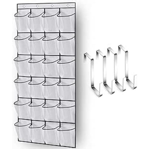 Amazon.com: MISSLO Over The Door Shoe Organizer 24 Large Mesh Pockets, White : Home & Kitchen