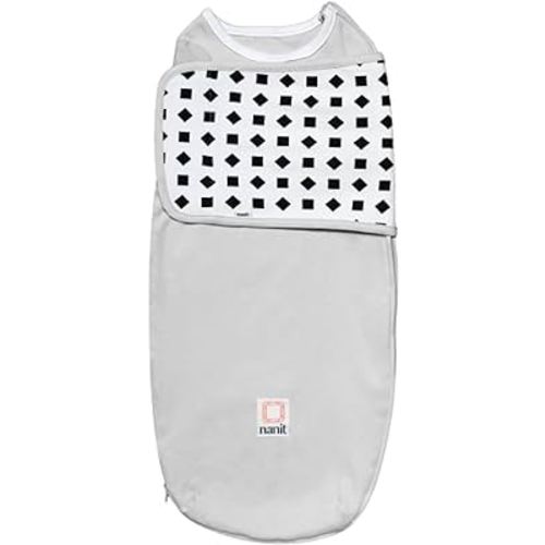 Nanit Breathing Wear Swaddle – Works Pro Baby Monitor to Track Breathing Motion Sensor-Free, Real-Time Alerts, 100% Cotton, Size Large, 3-6 Months, Pebble Grey