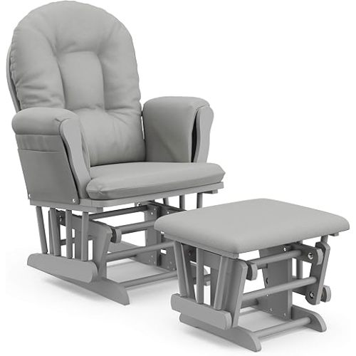 Storkcraft Premium Hoop Glider & Ottoman, Pebble Gray/Light Gray