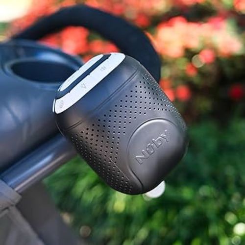 Nuby Stroller Rocker & Sound Machine – Portable Baby Soother with 3 Vibration Speeds, 20 Sounds, 5 Light Colors, Cry Sensor, USB-C Rechargeable, Attaches to Strollers & Cribs for Naptime Comfort