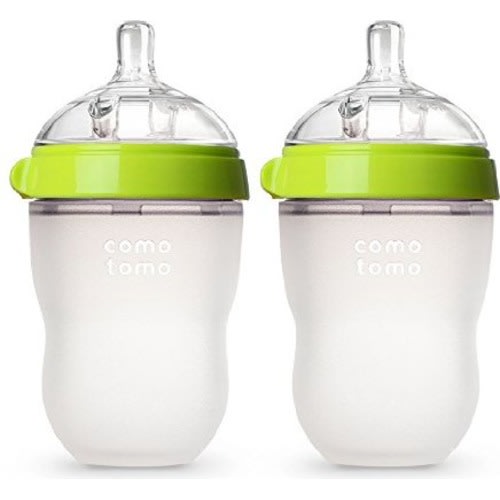 Comotomo Baby Bottle, Green, 8 Ounce (2 Count)