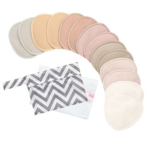 Keababies 14pk Contour Organic Nursing Pads, Reusable Nipple Pads For Breastfeeding, Washable Breast Pads + Wash Bag