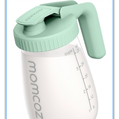 Momcozy Breast Milk Pitcher, Resistant to Heat and Cold Abrupt Temp Swings, No Leak Glass Breast Milk Fridge Storage Container with Wide Mouth, Fast Baby Formula Maker, Green