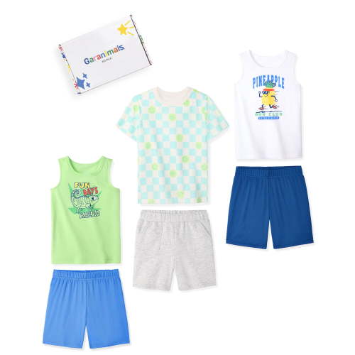 Garanimals Newborn, Baby & Toddler Boy Cotton 6-Piece Outfit Sets, Graphic Tops & Pull-On Bottoms, Sizes 0-6T