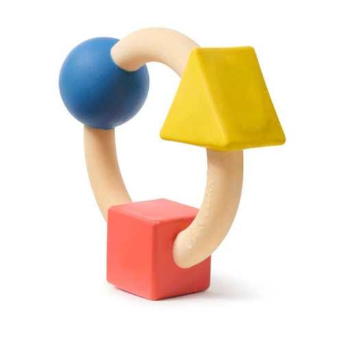 bauhaus teething ring in primary colors