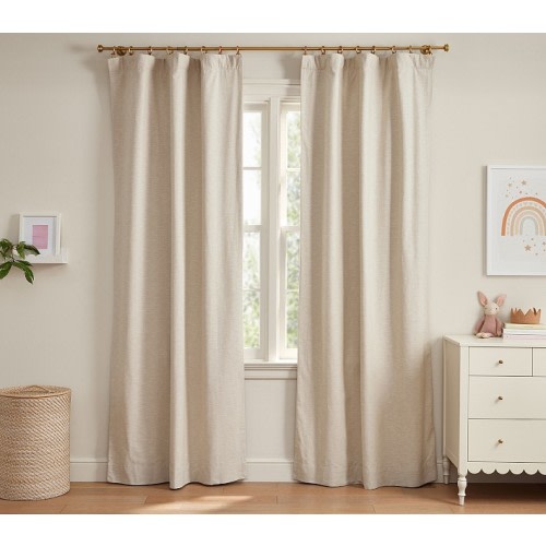 Evelyn Linen Kids Blackout Curtain, Flax | Pottery Barn Kids