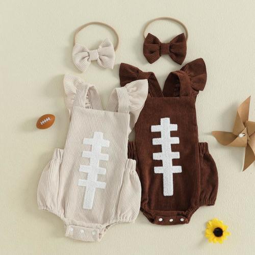 Infant Baby Girl Ruffle Sleeveless Football Embroidery Rompe - TikTok Shop
