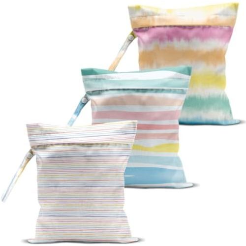 3 Pcs Wet Bag, Wet Dry Bag, Waterproof Bag, Small Laundry Bag, Wet Bag for Pool, Beach, Swimsuit, Makeup Bag, Diapers,Cruise Ship Essentials,Rainbow Gifts, Beach Accessories Travel for Women