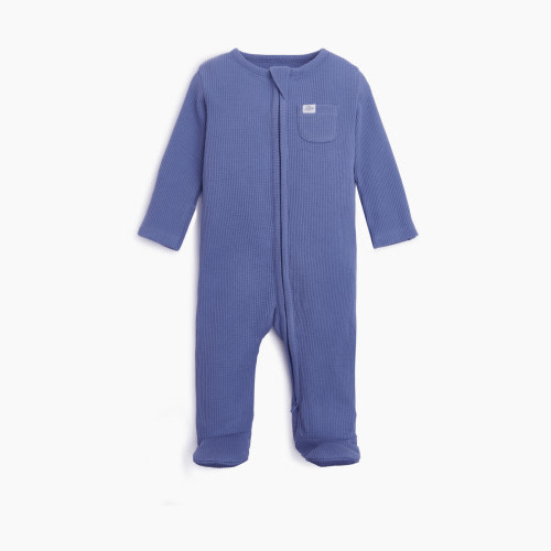 Tiny Kind Waffle Footie - Ocean, 0-3 M