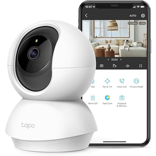 TP-Link Tapo 2K Pan/Tilt Security Camera for Baby Monitor, Pet Camera w/ Motion Detection and Tracking, 2-Way Audio, Night Vision, Cloud & SD Card Storage, Works w/ Alexa & Google Home (Tapo C210)