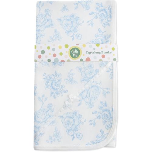 Little Me Blankets for Baby Girls' Swaddling Receiving Blanket, Blue Roses, 30 x 27 Inches
