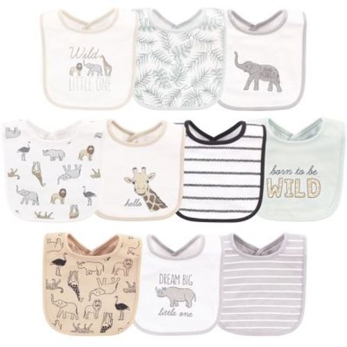 Hudson Baby Infant Unisex Cotton Bibs, Modern Neutral Safari, One Size