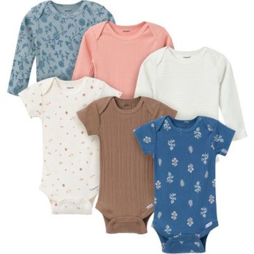 Gerber Baby Girls' 6-pack Onesies Bodysuits, Garden Floral, Newborn