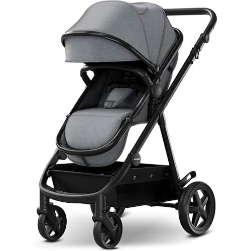 Mompush Meteor 2 Baby Stroller 2-in-1 with Bassinet Mode, Compatible with Infant Car Seat, Adapter Included - Stable Bassinet Stroller Combo, Full-Size Baby Strollers for Family Outings
