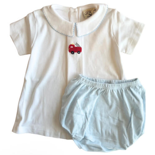 Crochet Firetruck Diaper Set (Infant)