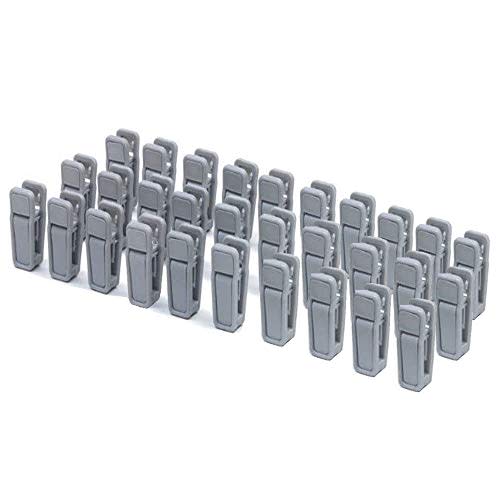 KISEER Plastic Baby Hanger Clips, 40 Pcs Slim-line Finger Clips Set Clothes Hanger Velvet Hanger (Grey)