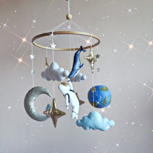 Space baby mobile, Outer space mobile, Expecting mom gift, Solar system mobile, Crib mobile