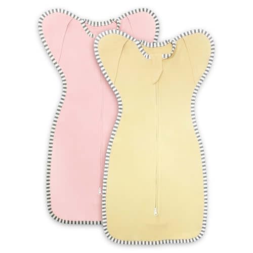 Newborn Swaddle 0-3 Months Sleep Sack Transition Swaddle 0-3 Months Arms up Swaddles with 2-Way Zipper Arms In/Out 100% Cotton 0.8 Tog Baby Swaddles for Newborn Sleep Sack Girls 2-Pack (Small 5-14lbs)