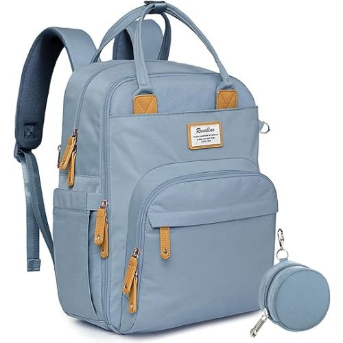 RUVALINO Diaper Bag Backpack, Multifunction Travel Pack Maternity Baby Changing Bags, Large Capacity, Waterproof, Sky Blue