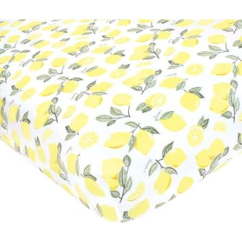 Hudson Baby Unisex Baby Cotton Fitted Crib Sheet, Lemon, One Size