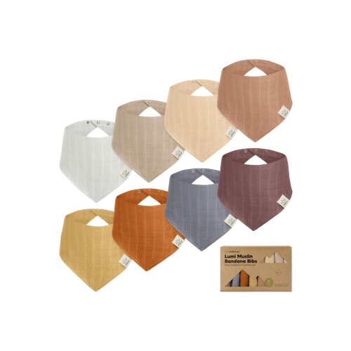 8-Pack Lumi Muslin Bandana Bibs, One Size