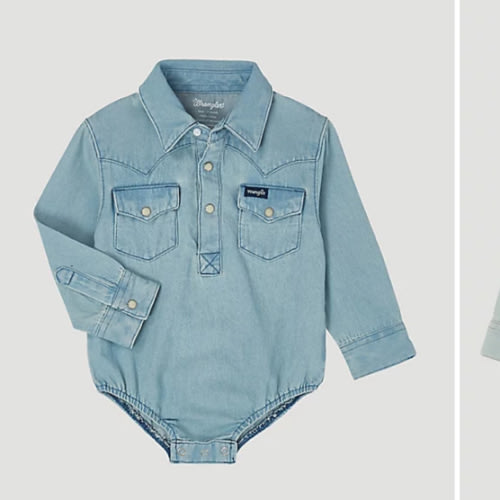 Wrangler Baby Boys' Western Long Sleeve Denim Bodysuit