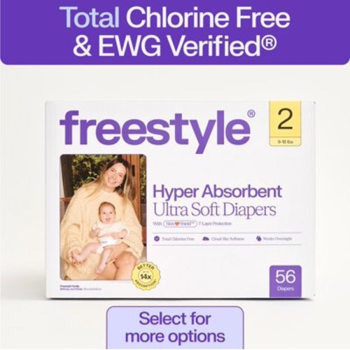 Freestyle Hyper Absorbent Ultra Soft Baby Diapers, Size 2, 56 Count (Select for More)