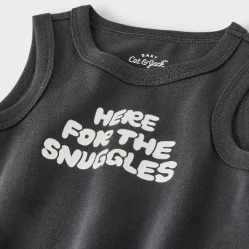 Baby Here For The Snuggles Romper - Cat & Jack™ Black Newborn