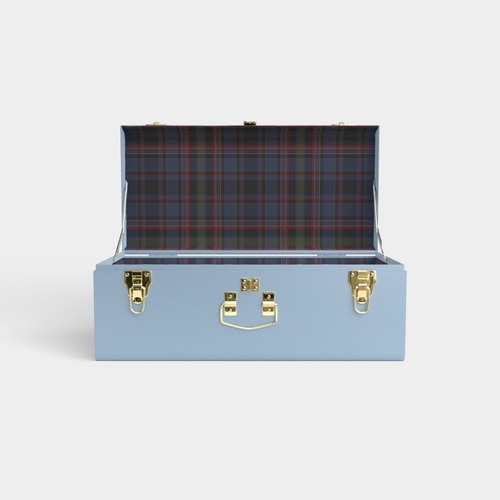 Petite Trunk - Light Blue - PK Plaid / Embroidery