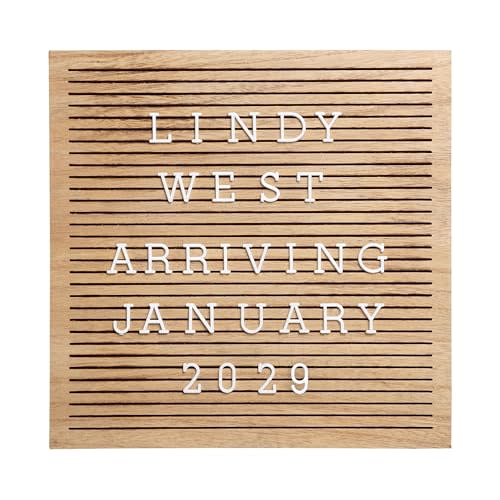 Pearhead Wooden Letterboard Set - Ideal Photo Sharing Prop for Baby Announcements, Milestone Keepsake, Custom Message Board and Shower Gift - Includes 188 Letters, Numbers, and Symbols - Natural Wood
