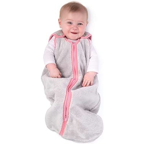 baby deedee Sleep Nest Teddy Baby Sleeping Bag, Gray Bubble Gum, Medium (6-18 Month)