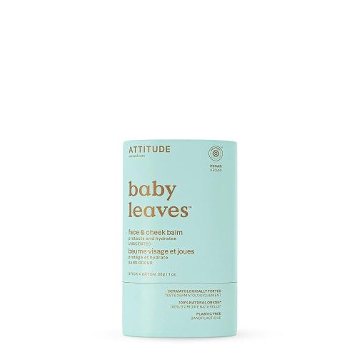 ATTITUDE Plastic-Free Face and Cheek Balm Bar for Baby, EWG Verified, Dermatologically Tested, Made with Naturally Derived Ingredients, Vegan, Unscented, 1 Ounce