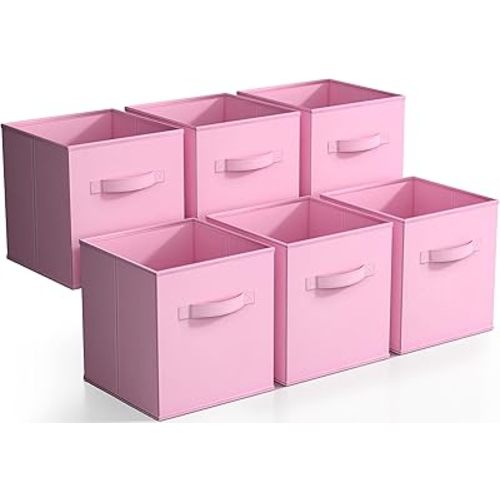 Sorbus Fabric Storage Cubes - 6 Foldable Storage Bins for Organizing Pantry, Cubbies, Toy Box - Clothes Storage & Closet Organizer - 13 Inch Collapsible Cube Baskets for Shelves with Handle