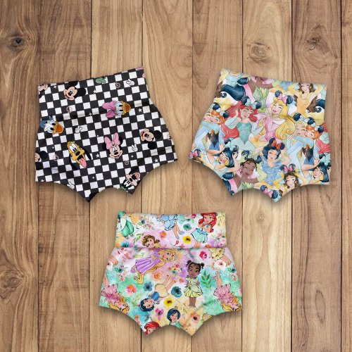 Pack Bummies 3 Pcs, Baby Girl Bummies,Print Bummies,Disney Bloomers, Baby Bummies, Print Diaper Cover, Baby Shorts, Bloomers,Print Shorts